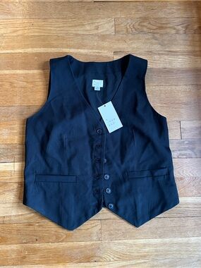 A new day Black Button-Front Vest